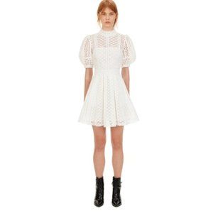 Self Portrait White Broderie Cotton Mini Dress